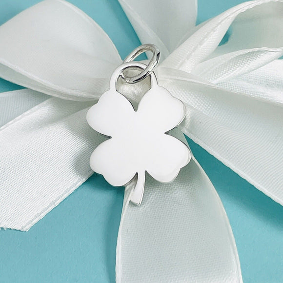 Tiffany & Co Silver Good Luck Shamrock Lucky Irish 4 Leaf Clover Charm Pendant
