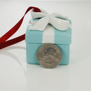 Tiffany Blue Gift Box and Bow Christmas Holiday Ornament Bone China Porcelain-4