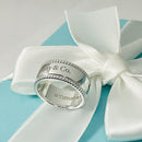 Tiffany & Co. Script Notes Band Ring Size 8 Sterling Silver Beaded Milgrain Edge-3