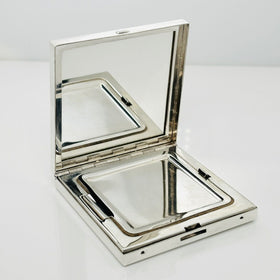 Tiffany & Co Makeup Cosmetic Purse Mirror Folding Compact Square in Silver - 0