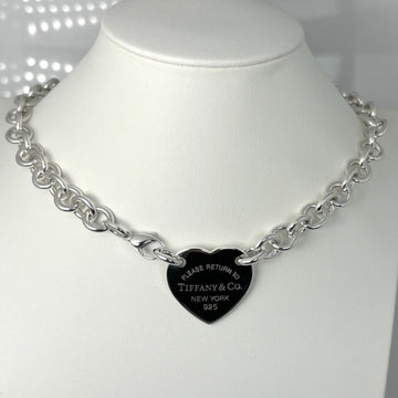 18" Please Return To Tiffany & Co Extra Large Heart Tag Choker Necklace Center
