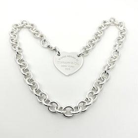 18" Please Return To Tiffany & Co Extra Large Heart Tag Choker Necklace Center - 0