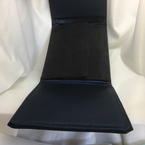 Tiffany Black Leather Suede Necklace Presentation Folding Pouch With Blue Lining