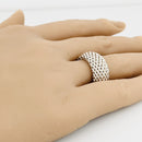 Size 7 Tiffany & Co Somerset Mesh Weave Ring Flexible Dome Unisex in Silver-7