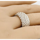 Size 7 Tiffany & Co Somerset Mesh Weave Ring Flexible Dome Unisex in Silver-1