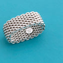 Size 4.5  Tiffany & Co Somerset Mesh Basket Weave Ring in Sterling Silver - 3
