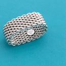 Size 4.5  Tiffany & Co Somerset Mesh Basket Weave Ring in Sterling Silver-3