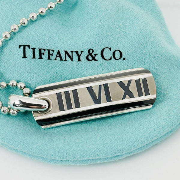 24" Tiffany Atlas Necklace in Black Enamel Silver and Titanium Mens Unisex - 2