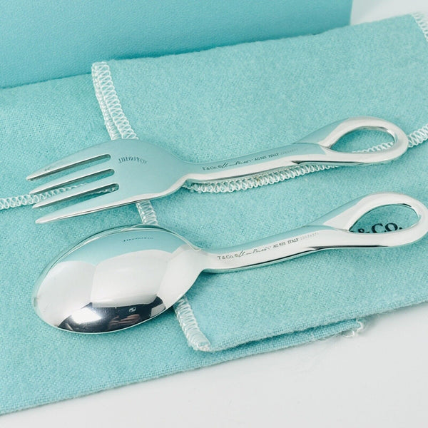 Tiffany Padova Baby Spoon and Fork Set by Elsa Peretti in Sterling Silver - 3