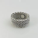 Size 6 Tiffany & Co Somerset Mesh Basket Weave Ring in 925 Sterling Silver-2