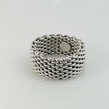 Size 6 Tiffany & Co Somerset Mesh Basket Weave Ring in 925 Sterling Silver - 0