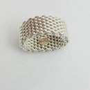 RARE Size 3.5 Tiffany & Co Somerset Mesh Weave Flexible Ring in 925 Silver-4