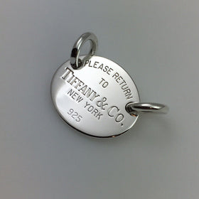 Please Return to Tiffany & Co Sterling Silver Oval Tag Pendant From Choker - 0