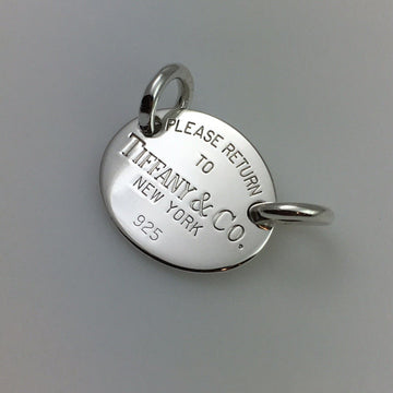 Please Return to Tiffany & Co Sterling Silver Oval Tag Pendant From Choker - 0