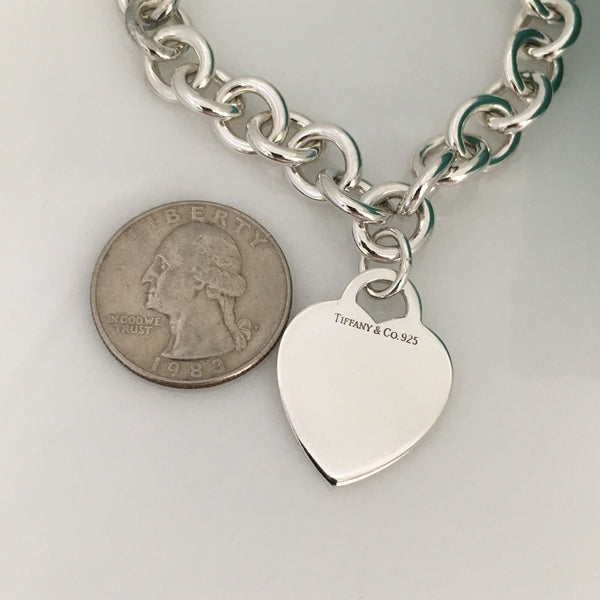 18" Tiffany & Co Sterling Silver Engravable Blank Heart Tag Necklace - 10