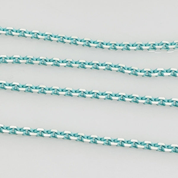 Tiffany & Co Sparkler Blue Coated Silver Enamel Chain Necklace 30" 1.7mm Links - 10