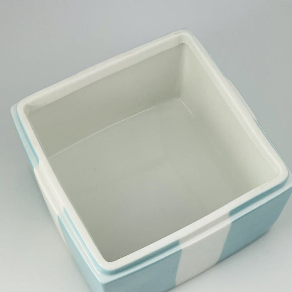 4.3" Large Tiffany Porcelain Blue Trinket Gift Box Ceramic Jewelry Container