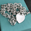 Tiffany & Co Sterling Silver Engravable Blank Heart Tag Necklace with Blue Box - 2