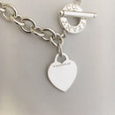 20” Large Tiffany & Co Sterling Silver Blank Heart Tag Toggle Necklace Plus Size-1