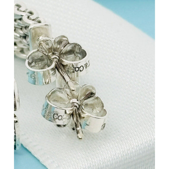 Tiffany & Co Somerset Mesh Hoop Huggie Earrings in Sterling Silver