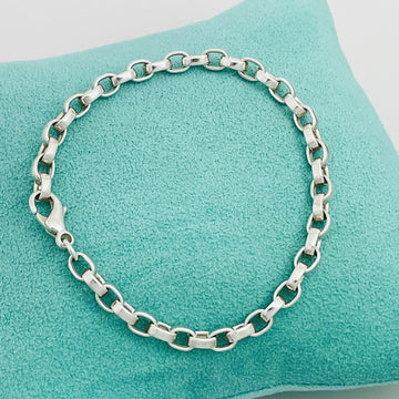 7" Tiffany & Co Sterling Silver Large Oval Rolo Round Link Chain Bracelet