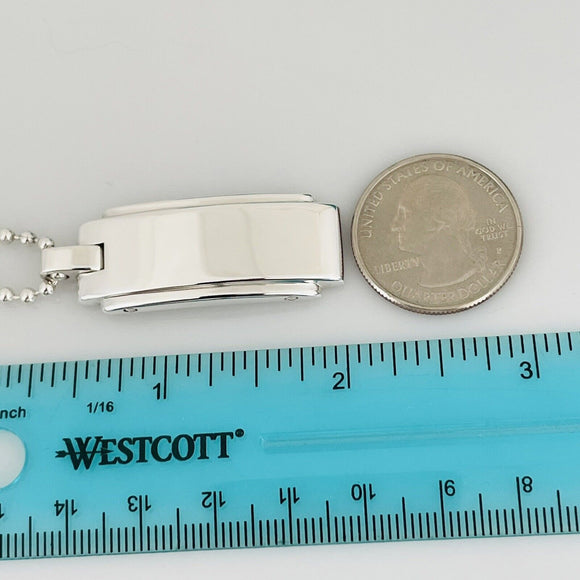 24" Tiffany & Co Metropolis Dog Tag Pendant Bead Necklace Chain Mens Unisex