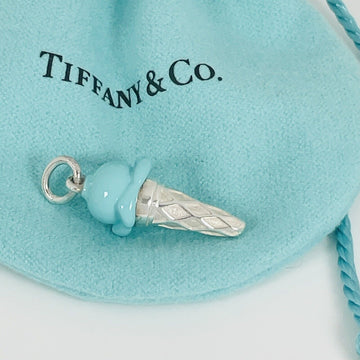 RARE Tiffany Ice Cream Cone Charm in Blue Enamel and Sterling Silver - 0