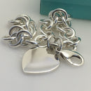 8 inch Tiffany & Co Blank Heart Tag Charm Bracelet in Sterling Silver-4