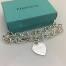 8 inch Tiffany & Co Blank Heart Tag Charm Bracelet in Sterling Silver-6