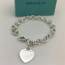 8 inch Tiffany & Co Blank Heart Tag Charm Bracelet in Sterling Silver-7
