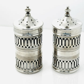 Tiffany & Co Vintage Salt and Pepper Shakers Set in Glass and Silver