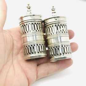 Tiffany & Co Vintage Salt and Pepper Shakers Set in Glass and Silver - 0