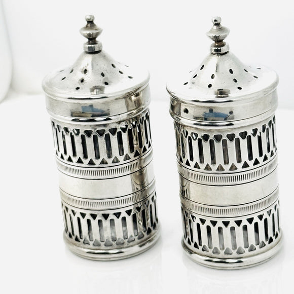 Tiffany & Co Vintage Salt and Pepper Shakers Set in Glass and Silver