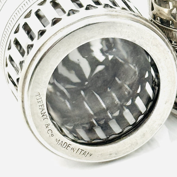 Tiffany & Co Vintage Salt and Pepper Shakers Set in Glass and Silver