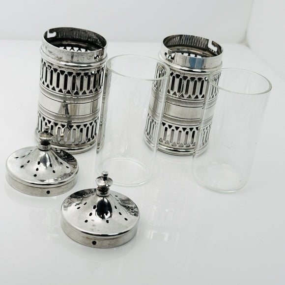 Tiffany & Co Vintage Salt and Pepper Shakers Set in Glass and Silver