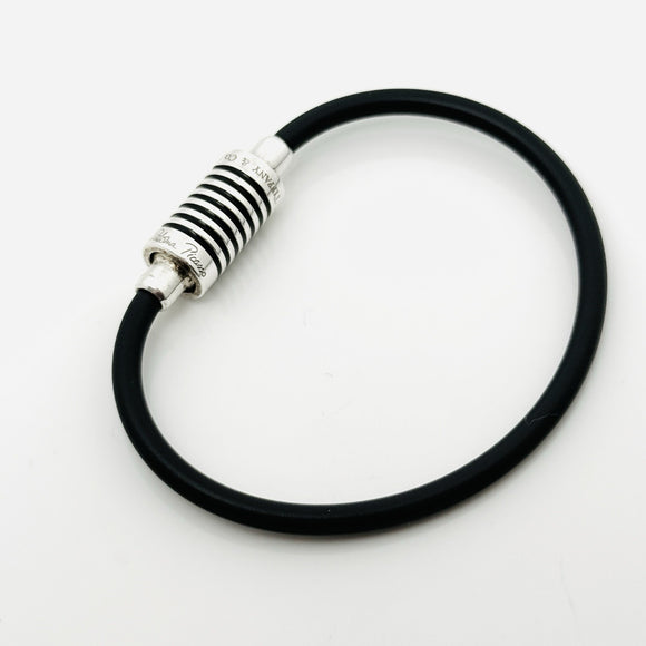 6" Tiffany & Co Paloma Picasso Groove Bracelet in Black Enamel Rubber and Silver