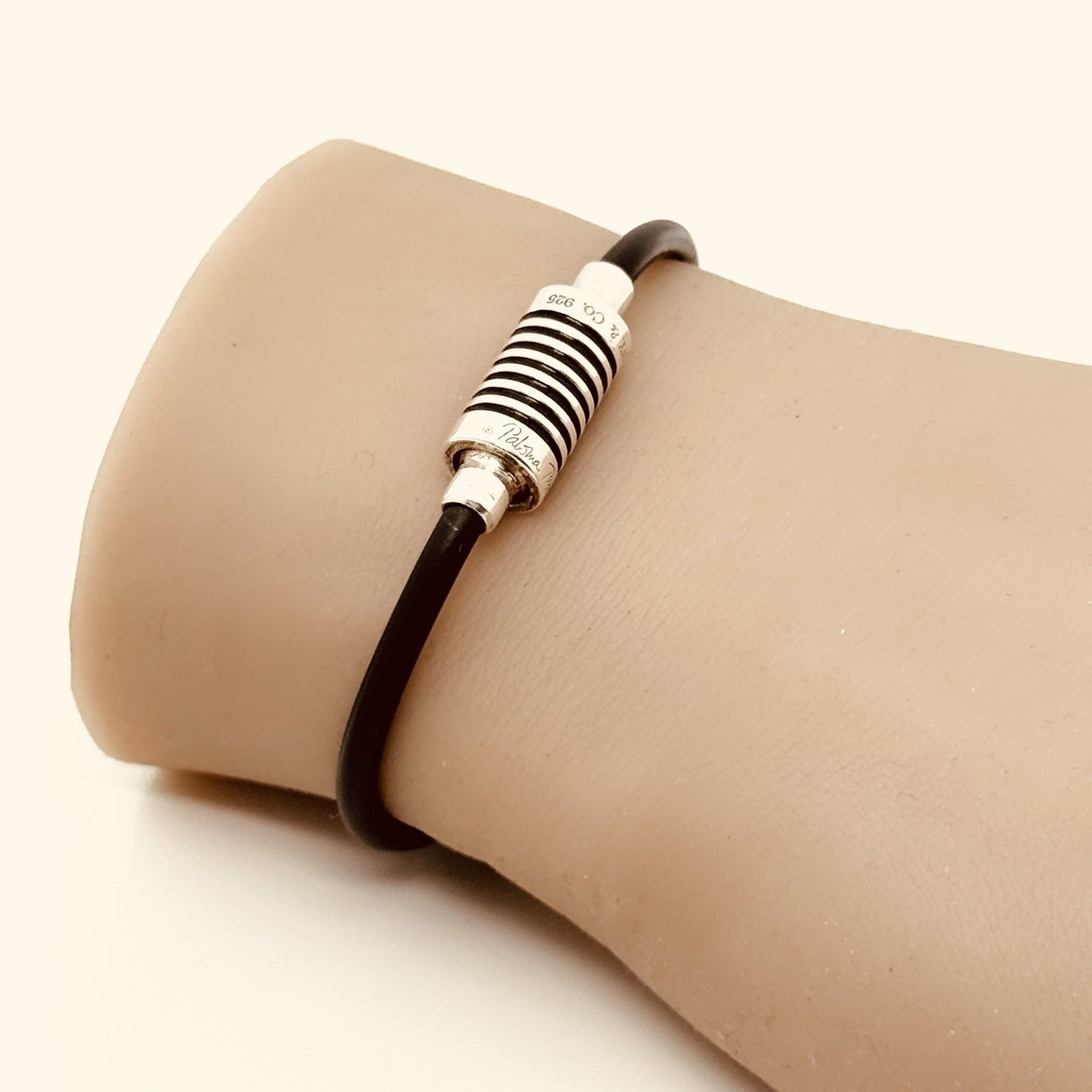 6" Tiffany & Co Paloma Picasso Groove Bracelet in Black Enamel Rubber and Silver