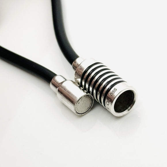 6" Tiffany & Co Paloma Picasso Groove Bracelet in Black Enamel Rubber and Silver