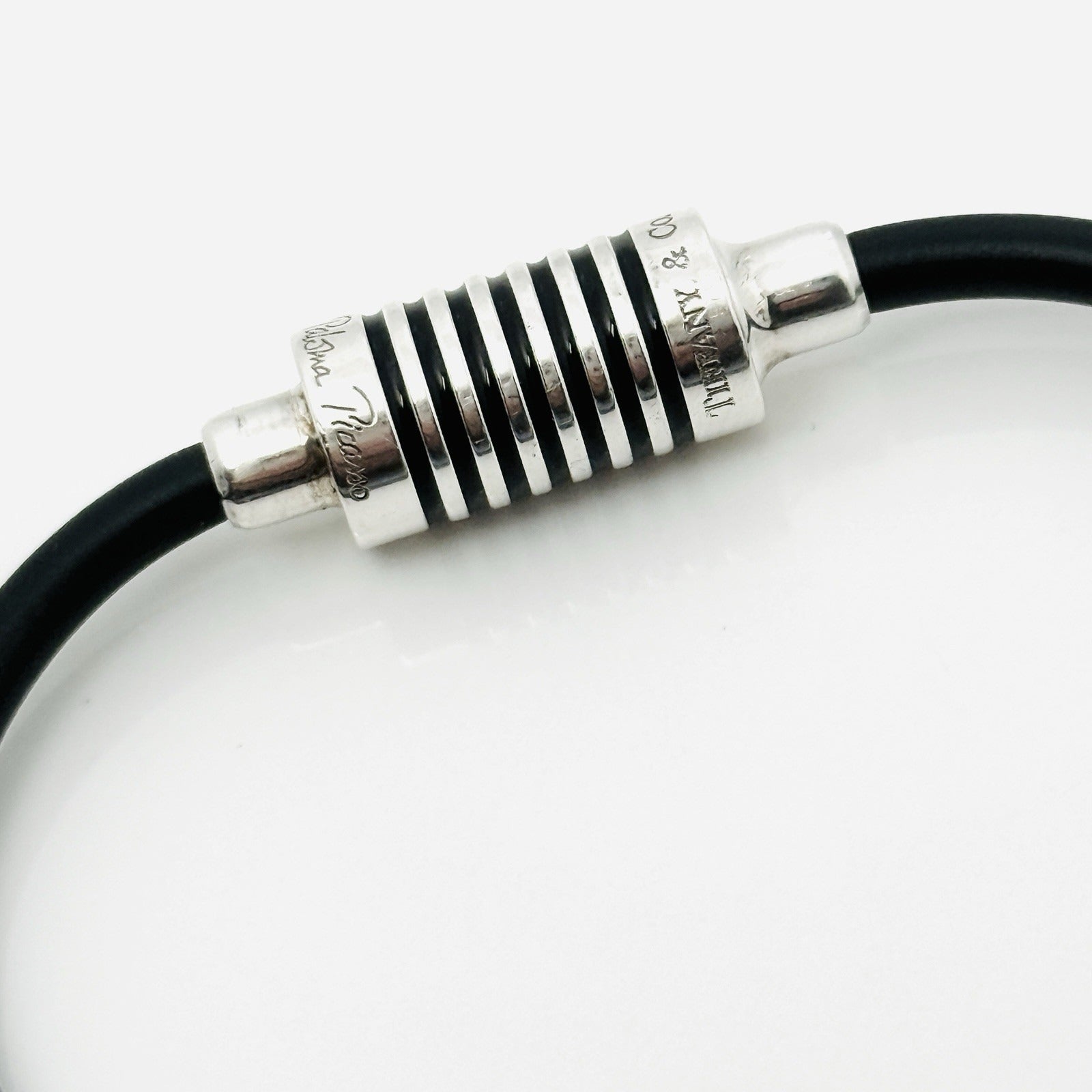 6" Tiffany & Co Paloma Picasso Groove Bracelet in Black Enamel Rubber and Silver
