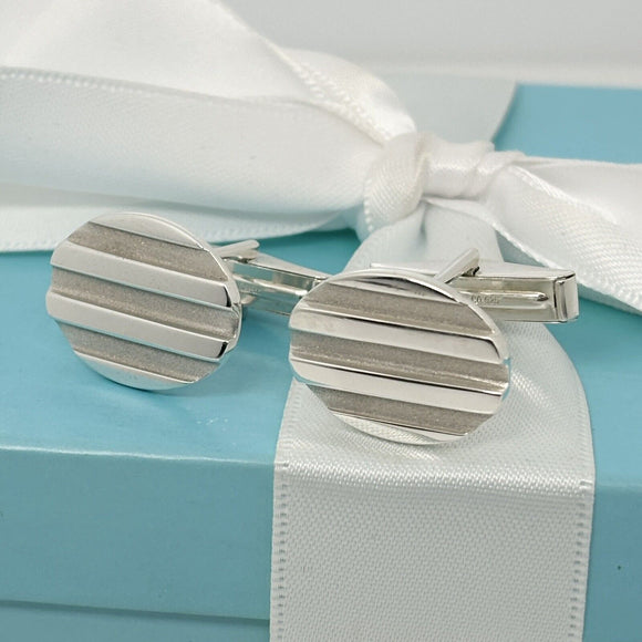 Tiffany & Co Oval Groove Cufflinks in Sterling Silver