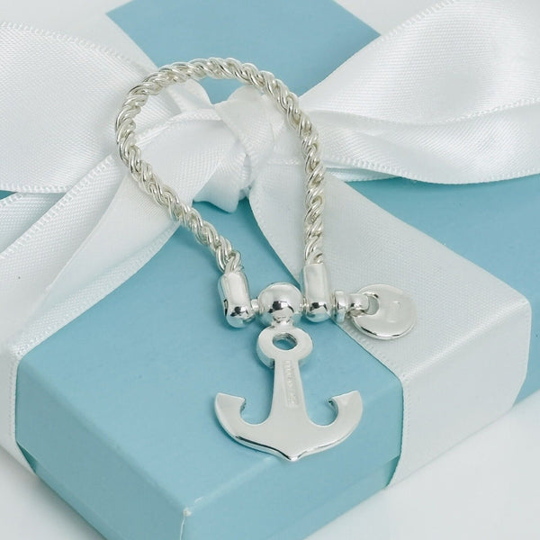 Tiffany & Co Anchor Twist Rope Boat Key Ring Chain in Sterling Silver - 3