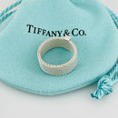 Size 4.5 Tiffany & Co Somerset 4 Diamond Ring Mesh Weave in Sterling Silver-8