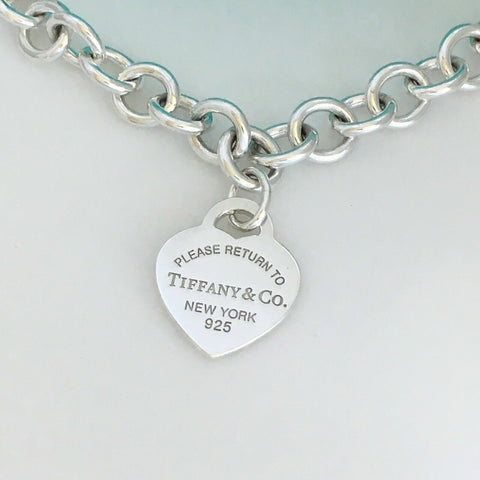 20 inch Large Return to Tiffany & Co Heart Tag Necklace in Sterling Silver