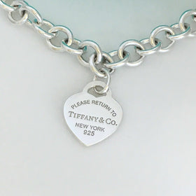 20 inch Large Return to Tiffany & Co New York Heart Tag Necklace in Silver