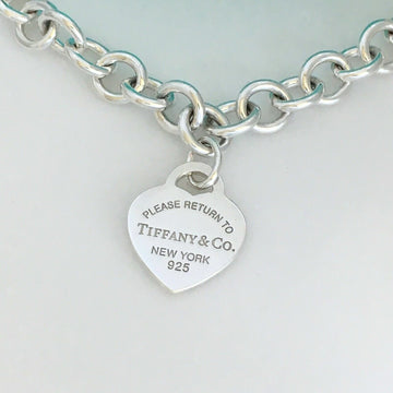 20 inch Large Return to Tiffany & Co New York Heart Tag Necklace in Silver