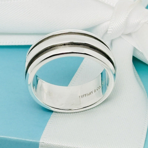 Size 9 Tiffany & Co Vintage Atlas Groove Ring Mens Unisex in Sterling Silver - 3