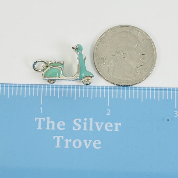 RARE Tiffany & Co Scooter Moped Charm in Blue Enamel and Sterling Silver