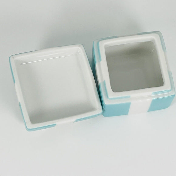 Tiffany Porcelain Blue Trinket Gift Jewelry Box Bone China Mini Small Miniature