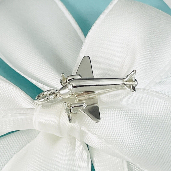 Tiffany Airplane Plane Pendant or Charm in Sterling Silver Italy