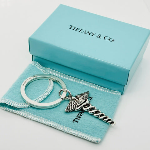 Tiffany & Co Vintage Doctor's Caduceus  Key Ring Chain in Sterling Silver - 0